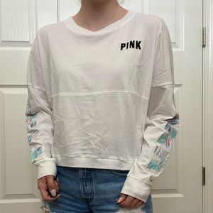 Victoria secret (pink) white long sleeve crop